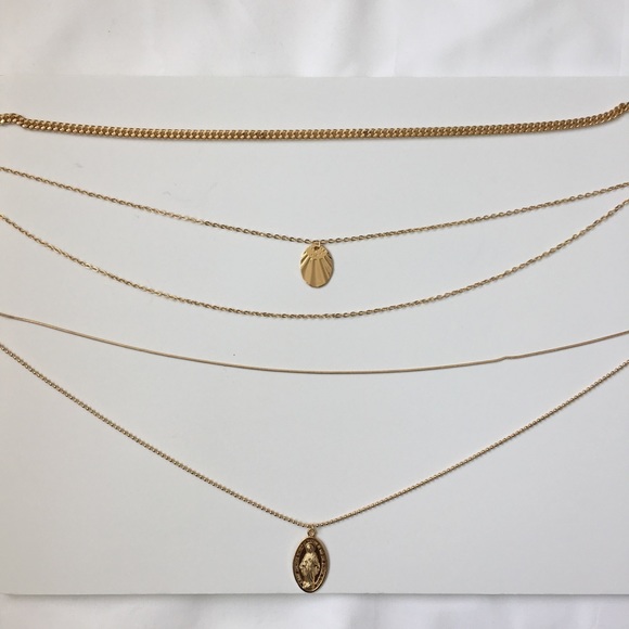 Multi Chain Saint Pendent Necklace - Picture 2 of 4